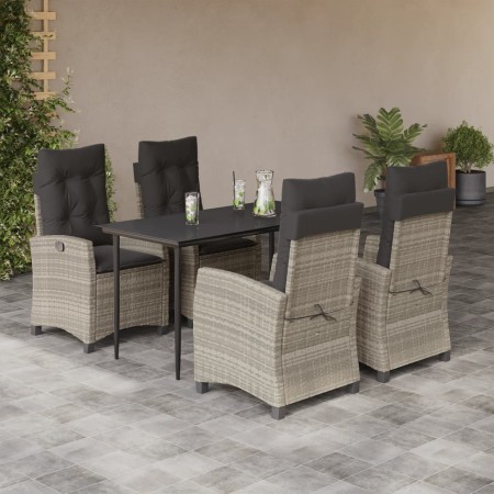 Set comedor de jardín 5 pzas cojines ratán sintético gris claro de , Conjuntos de jardín - Ref: Foro24-3212845, Precio: 650,7...