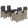 Set comedor de jardín 5 pzas cojines ratán sintético gris claro de , Conjuntos de jardín - Ref: Foro24-3212845, Precio: 650,7...