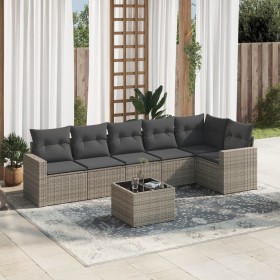 Set de sofás de jardín 7 piezas con cojines ratán PE gris de , Sofás modulares de exterior - Ref: Foro24-3251337, Precio: 517...