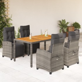 5-teiliges Garten-Essset mit grauen synthetischen Rattankissen von , Gartensets - Ref: Foro24-3212914, Preis: 733,99 €, Rabat...