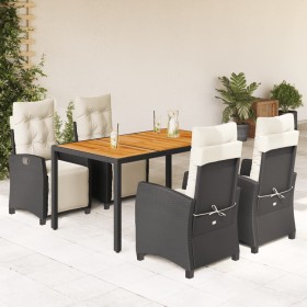 Set de muebles jardín 5 pzas con cojines ratán sintético negro de , Conjuntos de jardín - Ref: Foro24-3212902, Precio: 616,93...