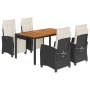 Set de muebles jardín 5 pzas con cojines ratán sintético negro de , Conjuntos de jardín - Ref: Foro24-3212902, Precio: 616,93...