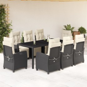 Set de comedor de jardín 9 pzas y cojines ratán sintético negro de , Conjuntos de jardín - Ref: Foro24-3212887, Precio: 1,00 ...