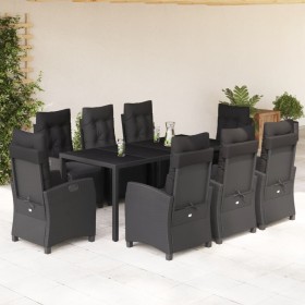 Set de comedor de jardín 9 pzas y cojines ratán sintético negro de , Conjuntos de jardín - Ref: Foro24-3212893, Precio: 1,00 ...