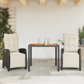 Set comedor de jardín 3 pzas con cojines ratán sintético negro de , Conjuntos de jardín - Ref: Foro24-3212900, Precio: 391,99...