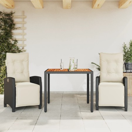 3-piece garden dining set with black synthetic rattan cushions by , Garden sets - Ref: Foro24-3212900, Price: 363,64 €, Disco...