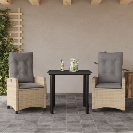 3-piece garden dining set with beige synthetic rattan cushions by , Garden sets - Ref: Foro24-3212832, Price: 324,99 €, Disco...