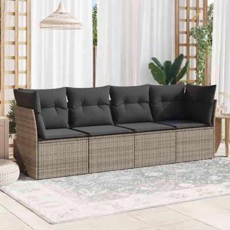 4-piece garden sofa set and gray synthetic rattan cushions by , Garden sets - Ref: Foro24-3249069, Price: 259,50 €, Discount: %