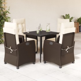 Set comedor de jardín 5 piezas y cojines ratán sintético marrón de , Conjuntos de jardín - Ref: Foro24-3212975, Precio: 624,9...