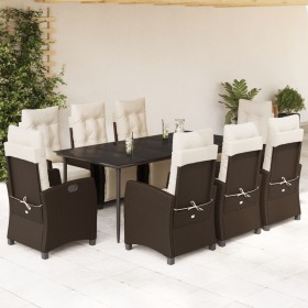 Set comedor para jardín 9 pzas y cojines ratán sintético marrón de , Conjuntos de jardín - Ref: Foro24-3212980, Precio: 1,00 ...