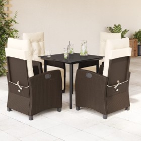 5-teiliges Garten-Essset und braune Kissen aus synthetischem Rattan von , Gartensets - Ref: Foro24-3212982, Preis: 632,99 €, ...