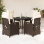 Set comedor de jardín 5 piezas y cojines ratán sintético marrón de , Conjuntos de jardín - Ref: Foro24-3212982, Precio: 634,6...