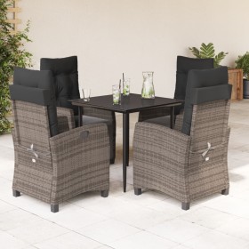 5-teiliges Garten-Essset mit grauen synthetischen Rattankissen von , Gartensets - Ref: Foro24-3212989, Preis: 652,99 €, Rabat...