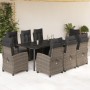 Garden dining set 9 pieces and gray synthetic rattan cushions by , Garden sets - Ref: Foro24-3213001, Price: 1,00 €, Discount: %