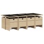 Set comedor de jardín 9 pzas con cojines ratán sintético beige de , Conjuntos de jardín - Ref: Foro24-3210564, Precio: 952,05...