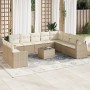 Set de sofás de jardín 11pzas con cojines ratán sintético beige de , Sofás modulares de exterior - Ref: Foro24-3251515, Preci...