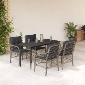 Garden dining set 5 pieces with light gray synthetic rattan cushions by , Garden sets - Ref: Foro24-3212168, Price: 498,99 €,...