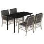 Garden dining set 5 pieces with light gray synthetic rattan cushions by , Garden sets - Ref: Foro24-3212175, Price: 486,99 €,...