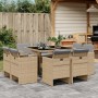 9-teiliges Garten-Essset mit beigen Kissen aus synthetischem Rattan von , Gartensets - Ref: Foro24-3210660, Preis: 628,32 €, ...