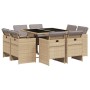 Set comedor de jardín 9 pzas con cojines ratán sintético beige de , Conjuntos de jardín - Ref: Foro24-3210660, Precio: 628,32...