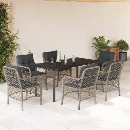 Set comedor jardín 7 pzas y cojines ratán sintético gris claro de , Conjuntos de jardín - Ref: Foro24-3212177, Precio: 731,65...