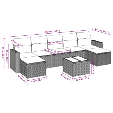 Gartensofa-Set mit beigen Kissen 8 Stück PE-Rattan von , Modulare Sofas für den Außenbereich - Ref: Foro24-3251685, Preis: 57...