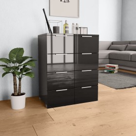 Aparador de madera de ingeniería negro brillante 60x35x80 cm de vidaXL, Cajoneras - Ref: Foro24-283713, Precio: 133,74 €, Des...