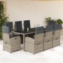 Garden dining set 9 pieces and gray synthetic rattan cushions by , Garden sets - Ref: Foro24-3212219, Price: 1,00 €, Discount: %