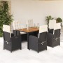 Set de comedor de jardín 7 pzas y cojines ratán sintético negro de , Conjuntos de jardín - Ref: Foro24-3212225, Precio: 838,1...