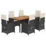 Set de comedor de jardín 7 pzas y cojines ratán sintético negro de , Conjuntos de jardín - Ref: Foro24-3212225, Precio: 838,1...