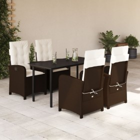 Set comedor de jardín 5 piezas y cojines ratán sintético marrón de , Conjuntos de jardín - Ref: Foro24-3212343, Precio: 648,6...