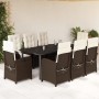 Garden dining set 9 pieces and brown synthetic rattan cushions by , Garden sets - Ref: Foro24-3212348, Price: 1,00 €, Discoun...