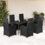 Set de comedor de jardín 7 pzas y cojines ratán sintético negro de , Conjuntos de jardín - Ref: Foro24-3212317, Precio: 1,00 ...