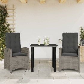 3-teilige Garten-Essgruppe mit grauen synthetischen Rattankissen von , Gartensets - Ref: Foro24-3212360, Preis: 386,09 €, Rab...