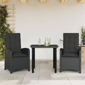 3-teilige Garten-Essgruppe mit schwarzen Kissen aus synthetischem Rattan von , Gartensets - Ref: Foro24-3212320, Preis: 336,9...