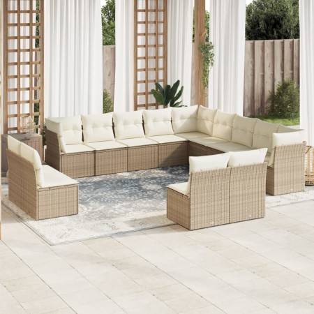 Gartensofa-Set mit Kissen, 13-teilig, beiges synthetisches Rattan von , Gartensets - Ref: Foro24-3250327, Preis: 1,00 €, Raba...