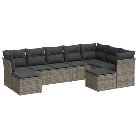 Set de muebles de jardín 9 pzas y cojines ratán sintético gris de , Conjuntos de jardín - Ref: Foro24-3250409, Precio: 557,79...