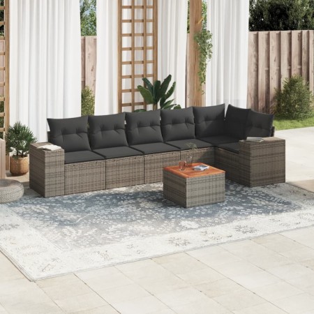 7-teiliges Gartensofa-Set mit grauen PE-Rattan-Kissen von , Gartensets - Ref: Foro24-3257789, Preis: 475,14 €, Rabatt: %