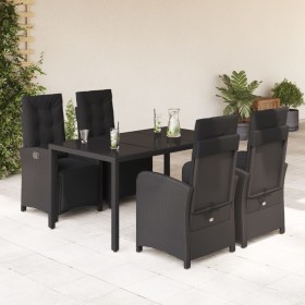 Set de muebles jardín 5 pzas con cojines ratán sintético negro de , Conjuntos de jardín - Ref: Foro24-3212458, Precio: 732,56...