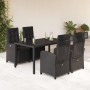 5-piece garden furniture set with black synthetic rattan cushions by , Garden sets - Ref: Foro24-3212458, Price: 735,12 €, Di...