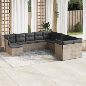 11-piece garden sofa set and gray synthetic rattan cushions by , Garden sets - Ref: Foro24-3250449, Price: 680,99 €, Discount: %