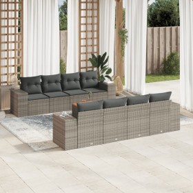 Set de muebles de jardín 9 pzas y cojines ratán sintético gris de , Conjuntos de jardín - Ref: Foro24-3257698, Precio: 636,99...