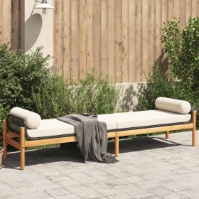 Garden bench with black acacia synthetic rattan cushion by , garden benches - Ref: Foro24-366299, Price: 190,99 €, Discount: %