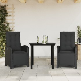 Table and chairs with cushions 3 pieces black synthetic rattan by , Garden sets - Ref: Foro24-3212535, Price: 351,99 €, Disco...