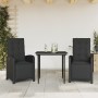 Tisch und Stühle mit Kissen, 3 Stück, schwarzes synthetisches Rattan von , Gartensets - Ref: Foro24-3212528, Preis: 379,86 €,...