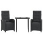 Table and chairs with cushions 3 pieces black synthetic rattan by , Garden sets - Ref: Foro24-3212528, Price: 379,86 €, Disco...