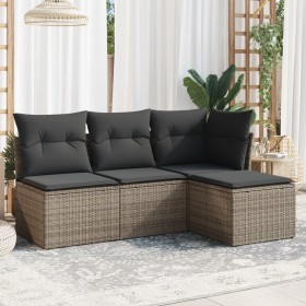 4-piece garden sofa set and gray synthetic rattan cushions by , Garden sets - Ref: Foro24-3249339, Price: 247,19 €, Discount: %