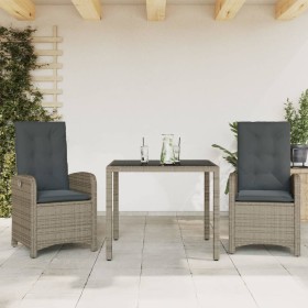 3-teilige Garten-Essgruppe mit grauen synthetischen Rattankissen von , Gartensets - Ref: Foro24-3212212, Preis: 389,49 €, Rab...