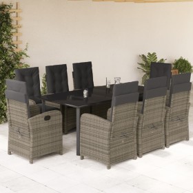 Garden dining set 9 pieces and gray synthetic rattan cushions by , Garden sets - Ref: Foro24-3212369, Price: 1,00 €, Discount: %