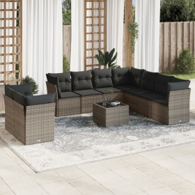 10-piece garden sofa set with gray synthetic rattan cushions by , Garden sets - Ref: Foro24-3249689, Price: 664,88 €, Discoun...